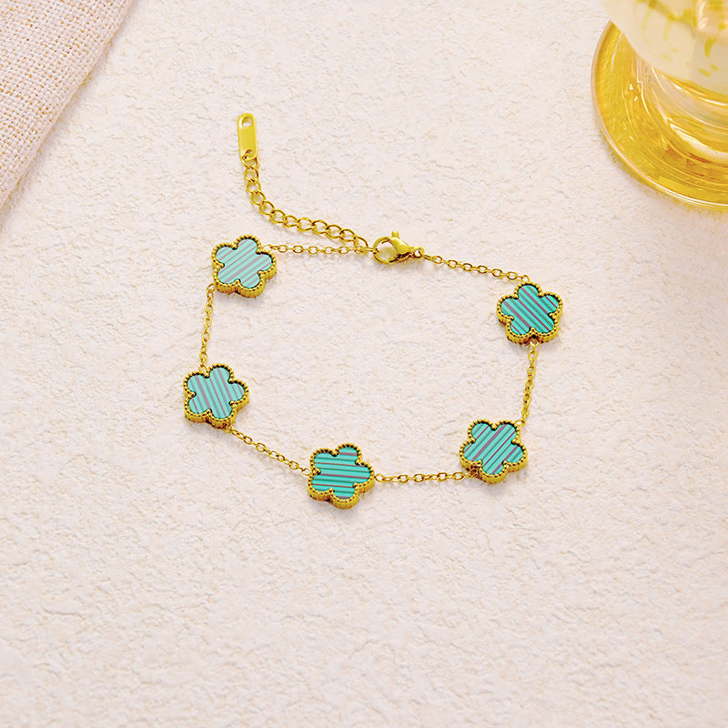 Titanium Steel Clover Flower Bracelet