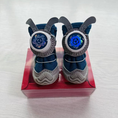 Pet shoes with fabric buttons, 4 pieces per pack