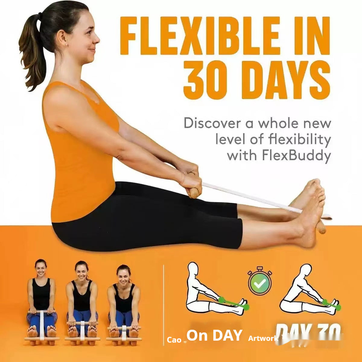 Beech Handle Resistance Band Portable Stretch Stick Yoga