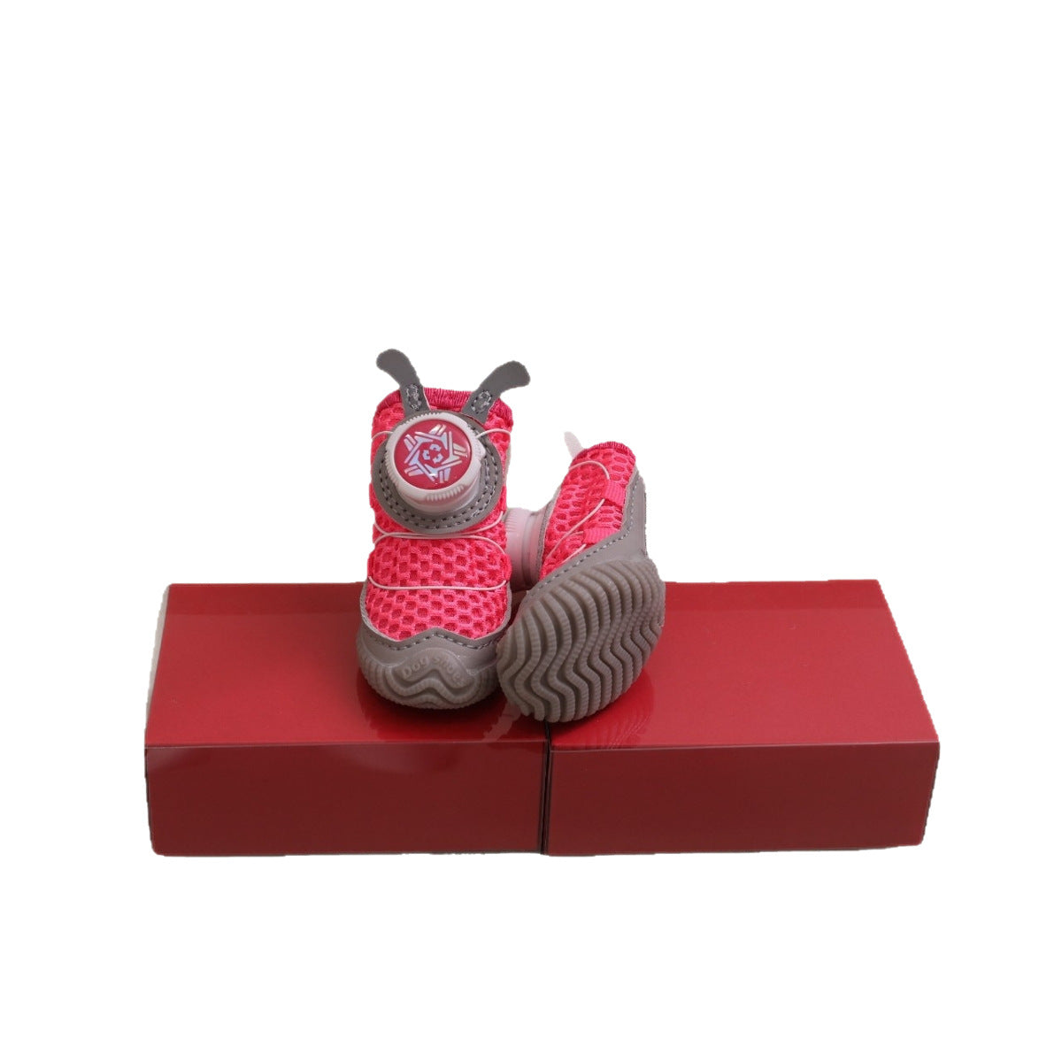 Pet shoes with fabric buttons, 4 pieces per pack