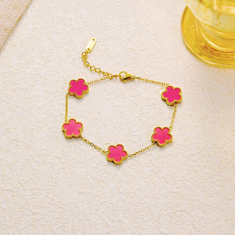 Titanium Steel Clover Flower Bracelet