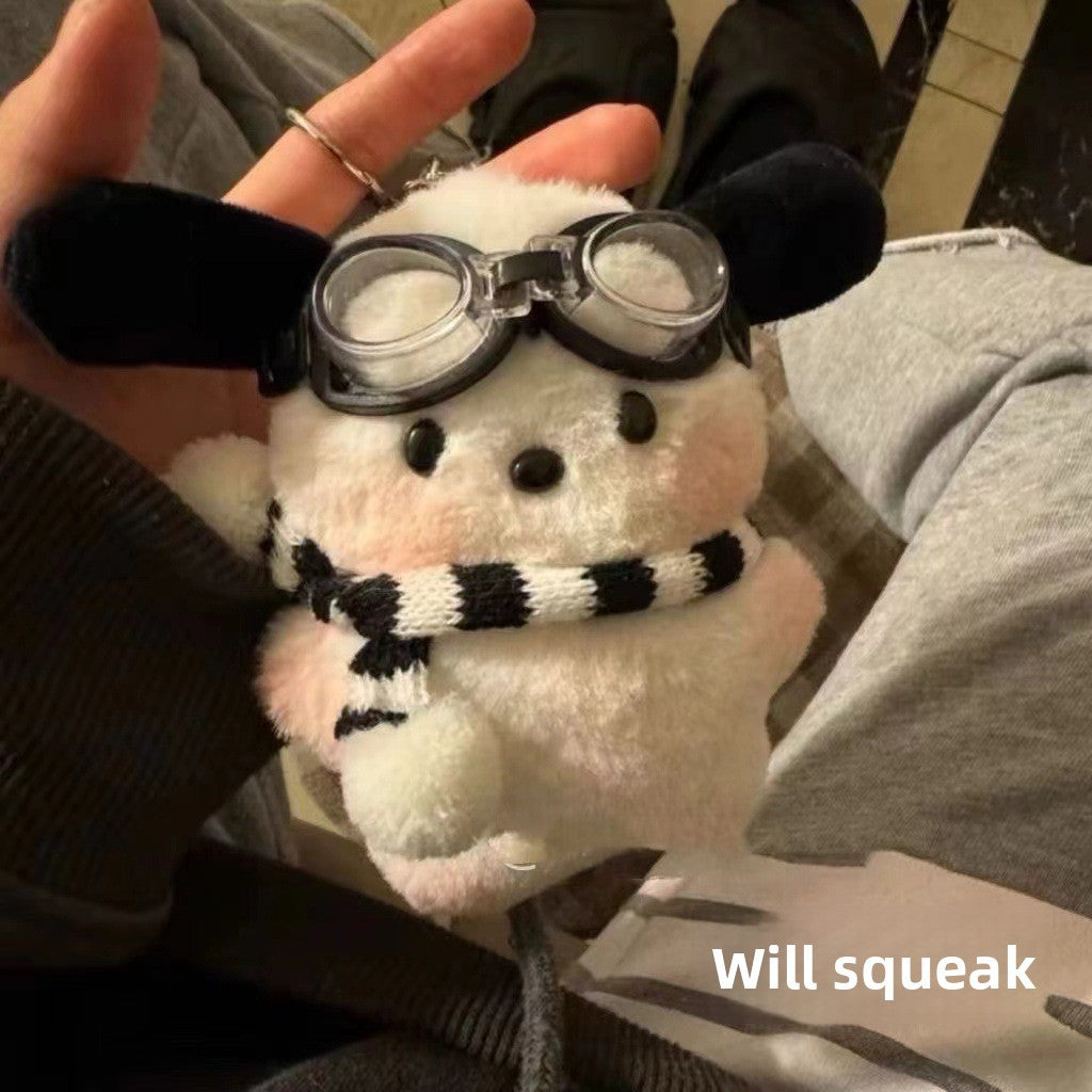 Cute Squeaky Pacha Dog Plush Doll Keychain Toy