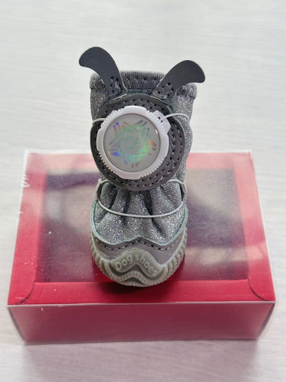 Pet shoes with fabric buttons, 4 pieces per pack