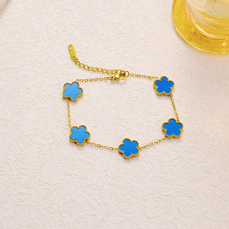 Titanium Steel Clover Flower Bracelet