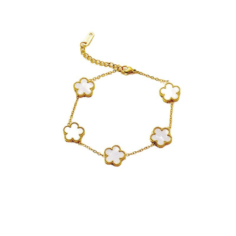 Titanium Steel Clover Flower Bracelet