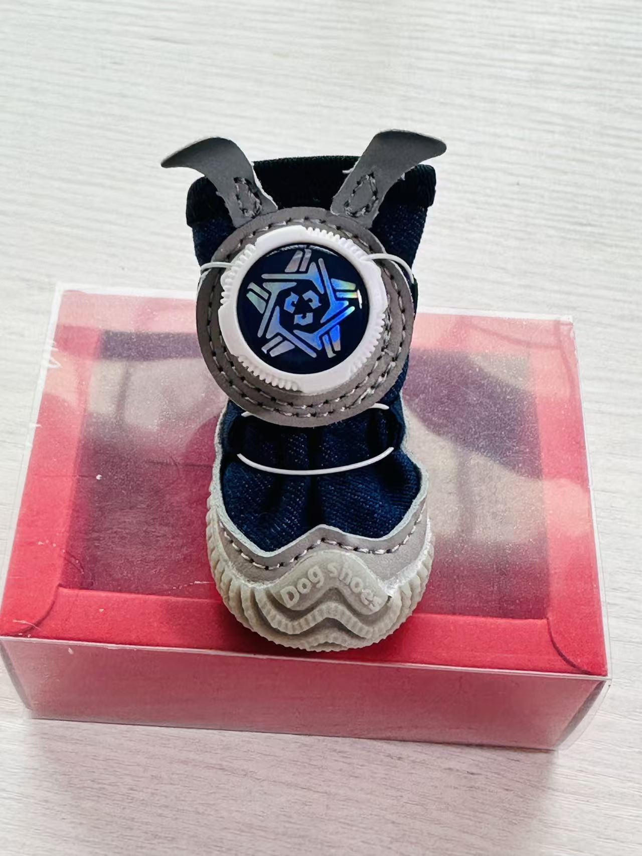 Pet shoes with fabric buttons, 4 pieces per pack