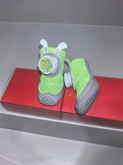 Pet shoes with fabric buttons, 4 pieces per pack