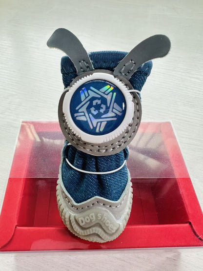Pet shoes with fabric buttons, 4 pieces per pack